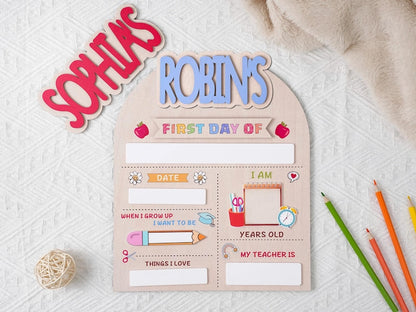 Custom First Day Of School Sign Last Day of School Sign Personalized Name Preschool Back To School Dry Erase Board