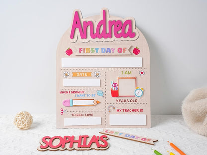 Custom First Day Of School Sign Last Day of School Sign Personalized Name Preschool Back To School Dry Erase Board
