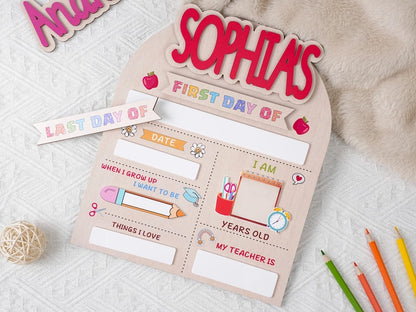 Custom First Day Of School Sign Last Day of School Sign Personalized Name Preschool Back To School Dry Erase Board