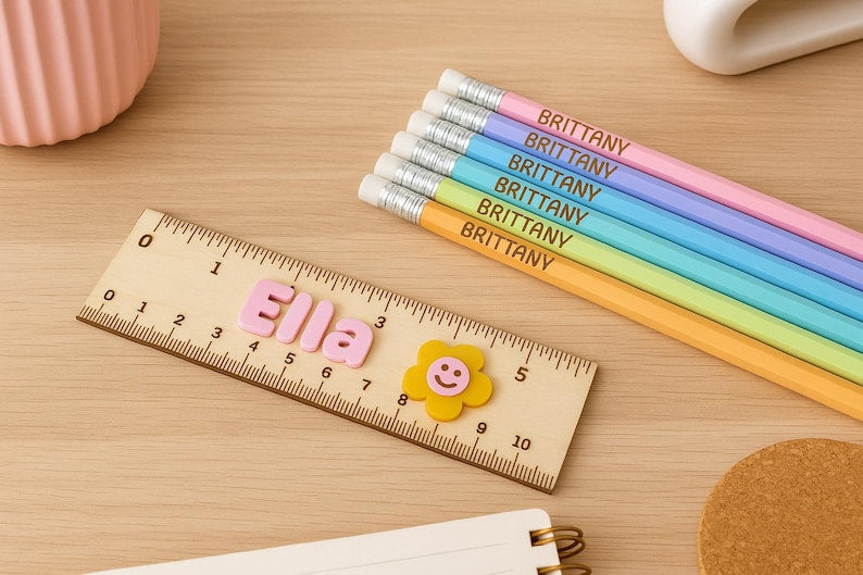 Personalized Pencil and Ruler Set Back to School Gift for Kindergarten Kids