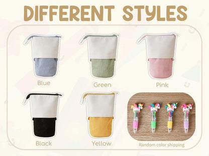 Pop Up Pencil Case for Kids Personalized Back to School Gift with Name Bag