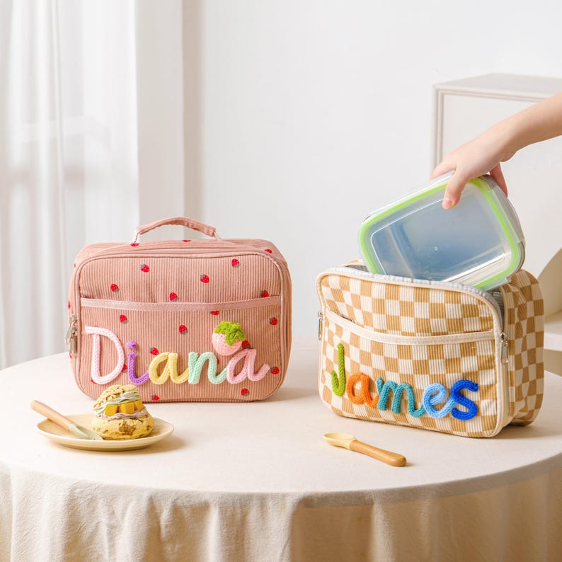 Personalized Kids Backpack Lunch Bag Corduroy Toddler Bag Back to School Gift