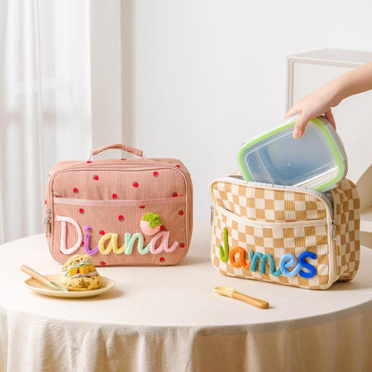Personalized Kids Backpack Lunch Bag Corduroy Toddler Bag Back to School Gift