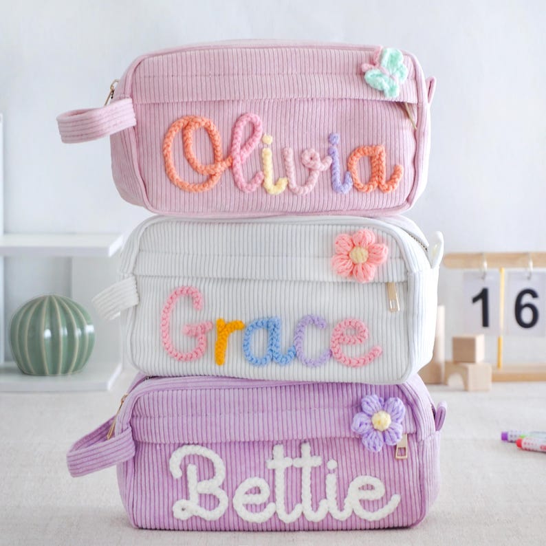 Personalized Corduroy Pencil Case Back to School Gift for Girls and Boys