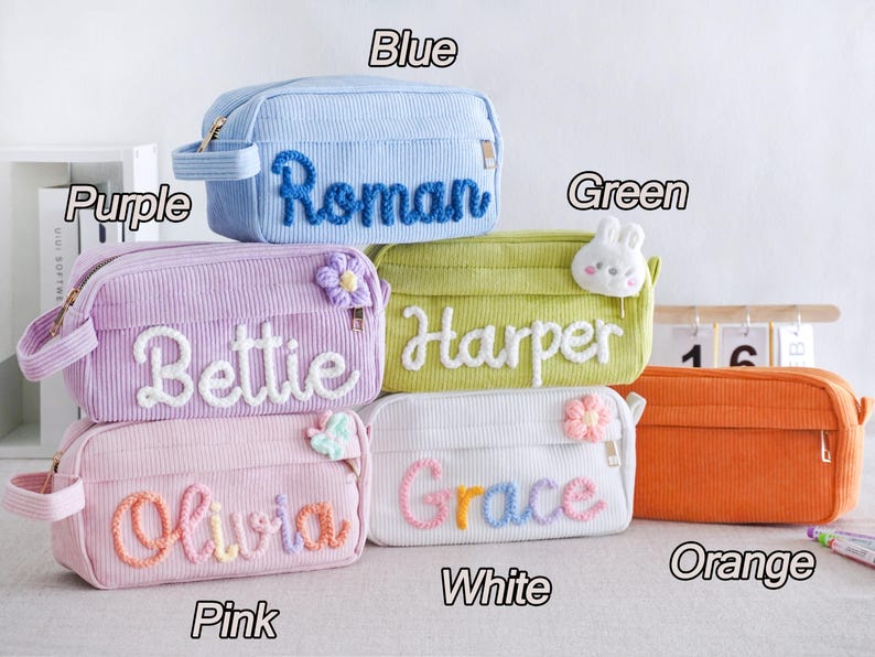 Personalized Corduroy Pencil Case Back to School Gift for Girls and Boys