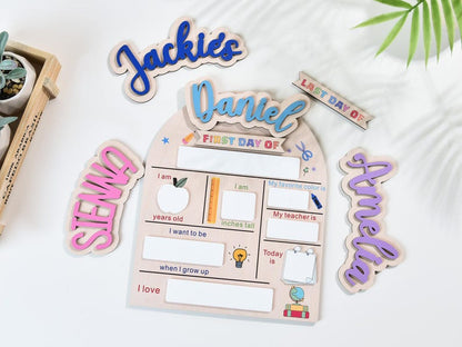 Custom First and Last Day of School Sign Back to School Wooden Board for Kindergarten