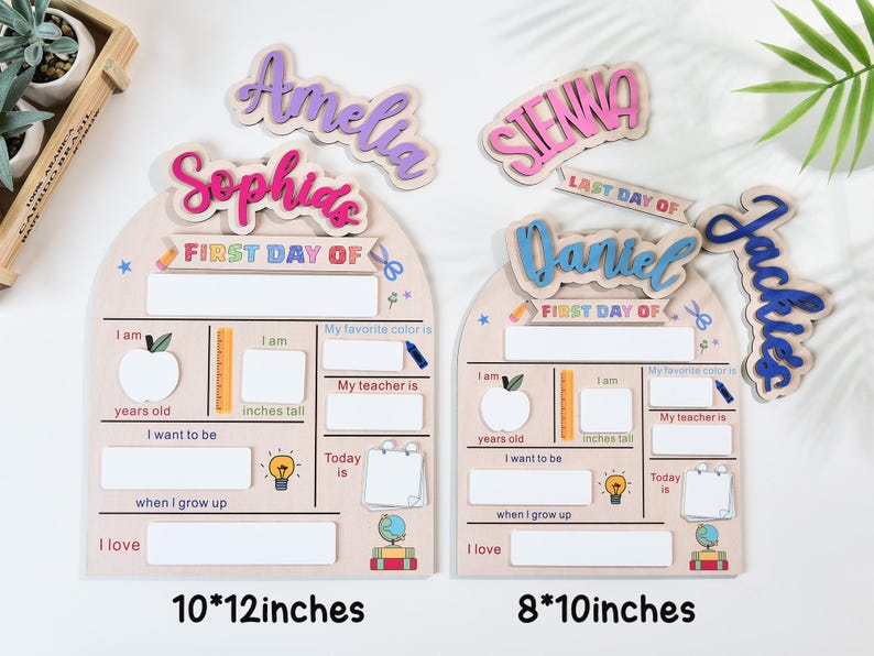 Custom First and Last Day of School Sign Back to School Wooden Board for Kindergarten