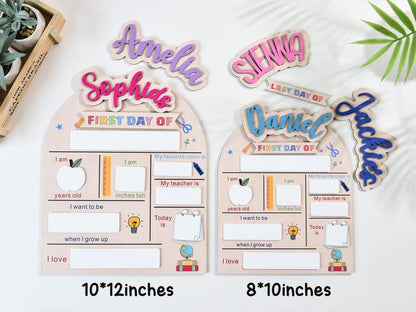 Custom First and Last Day of School Sign Back to School Wooden Board for Kindergarten
