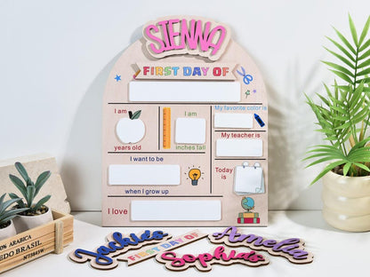 Custom First and Last Day of School Sign Back to School Wooden Board for Kindergarten