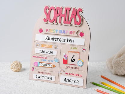 Custom First Day Of School Sign Last Day of School Sign Personalized Name Preschool Back To School Dry Erase Board