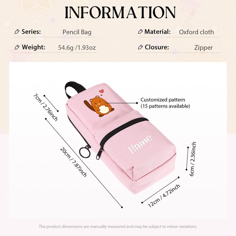 Cute Animal Pencil Case Back to School Gift for Kids Personalized Pouch