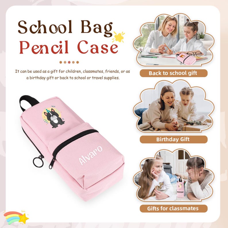 Cute Animal Pencil Case Back to School Gift for Kids Personalized Pouch