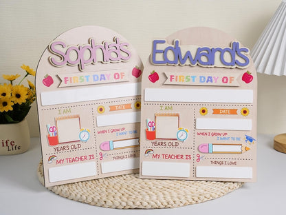 Custom First Day of School Sign Back to School Preschool Kindergarten Wooden Board with Last Day Sign