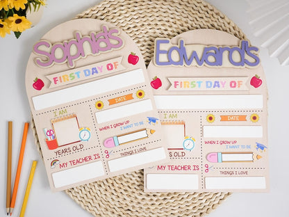 Custom First Day of School Sign Back to School Preschool Kindergarten Wooden Board with Last Day Sign