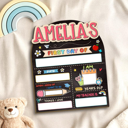 Custom First Day of School Sign 1st Day School Board Reusable Kindergarten Back to School