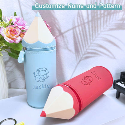 Soft Silicone Pencil Case Back to School Gift for Kids with Name Custom Bag