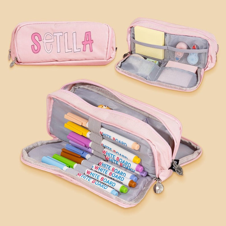 Large Capacity Pencil Case Back to School Gift for Kids with Name Storage
