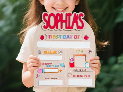 Custom First Day Of School Sign Last Day of School Sign Personalized Name Preschool Back To School Dry Erase Board