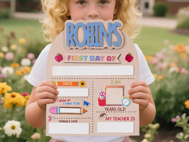 Custom First Day Of School Sign Last Day of School Sign Personalized Name Preschool Back To School Dry Erase Board