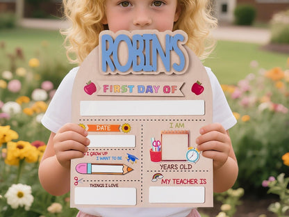 Custom First Day Of School Sign Last Day of School Sign Personalized Name Preschool Back To School Dry Erase Board