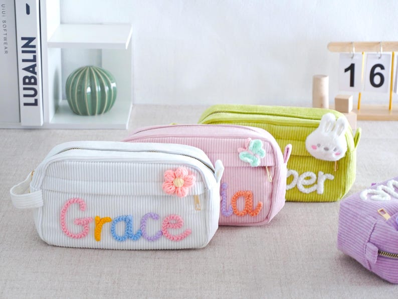 Personalized Corduroy Pencil Case Back to School Gift for Girls and Boys