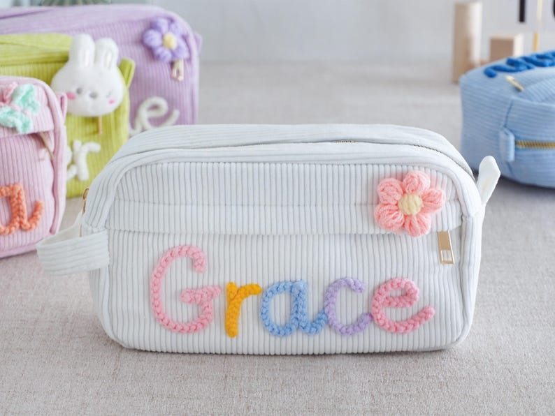 Personalized Corduroy Pencil Case Back to School Gift for Girls and Boys