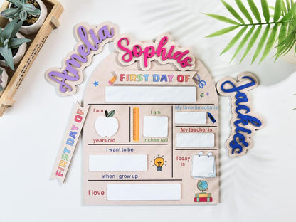 Custom First and Last Day of School Sign Back to School Wooden Board for Kindergarten