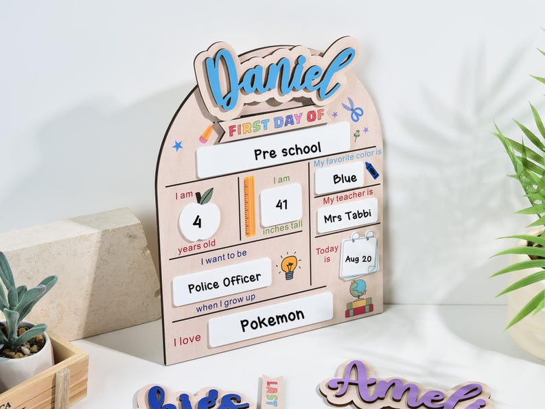 Custom First and Last Day of School Sign Back to School Wooden Board for Kindergarten