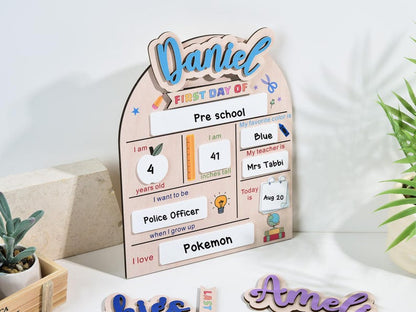 Custom First and Last Day of School Sign Back to School Wooden Board for Kindergarten