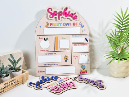 Custom First and Last Day of School Sign Back to School Wooden Board for Kindergarten