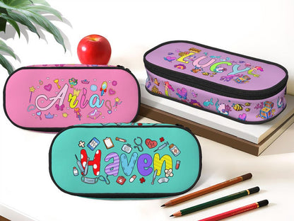 Personalized Zipper Pencil Case Back to School Gift for Kids with Storage