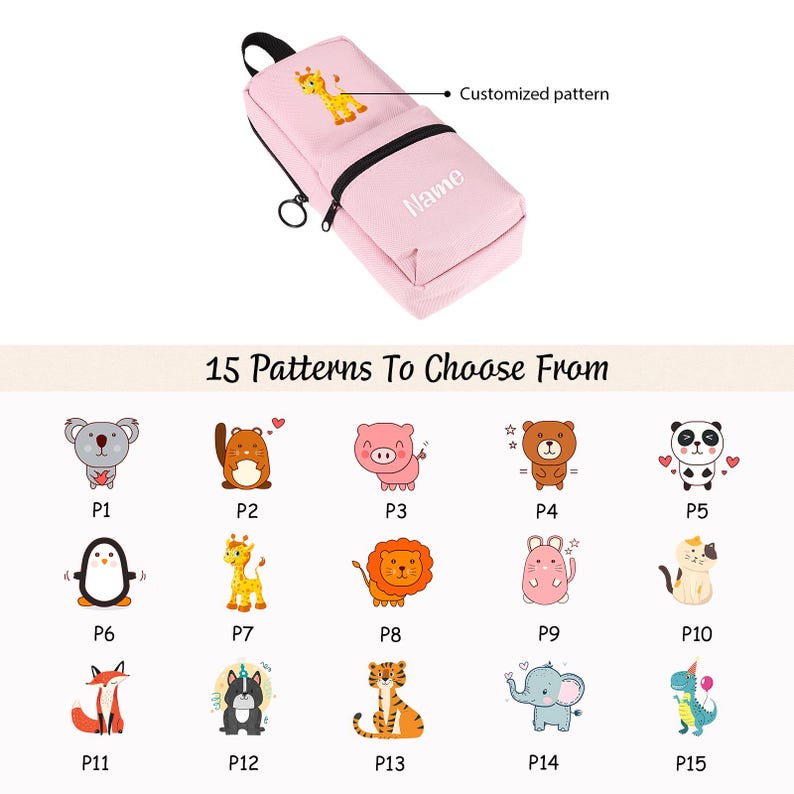 Cute Animal Pencil Case Back to School Gift for Kids Personalized Pouch