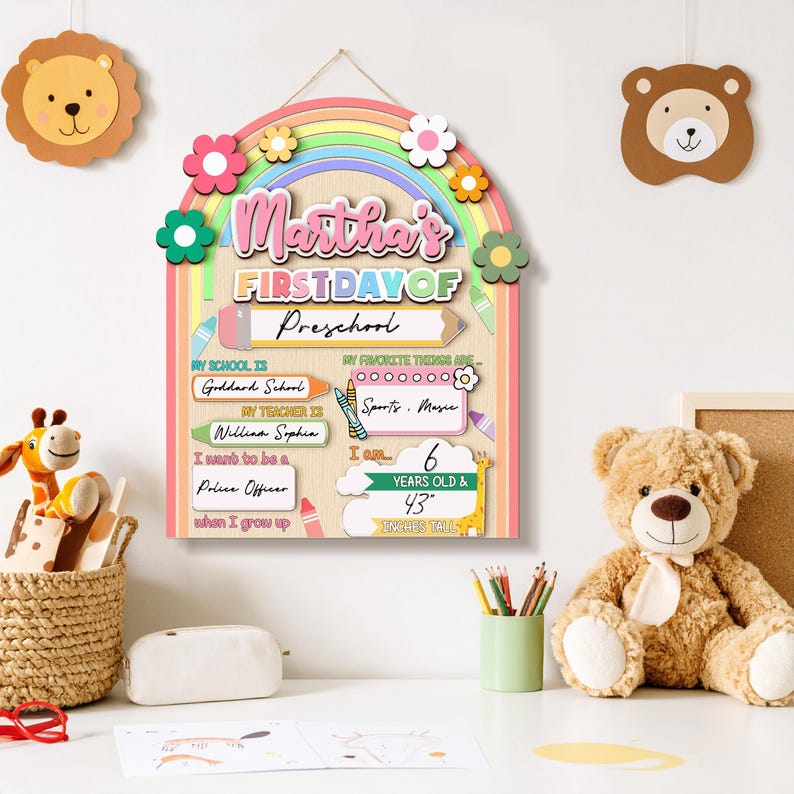 Personalized First Day School Sign Preschool Kindergarten Back to School Reusable Last Day Sign