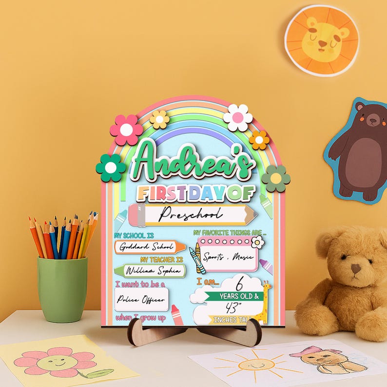 Personalized First Day School Sign Preschool Kindergarten Back to School Reusable Last Day Sign