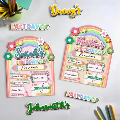 Personalized First Day School Sign Preschool Kindergarten Back to School Reusable Last Day Sign