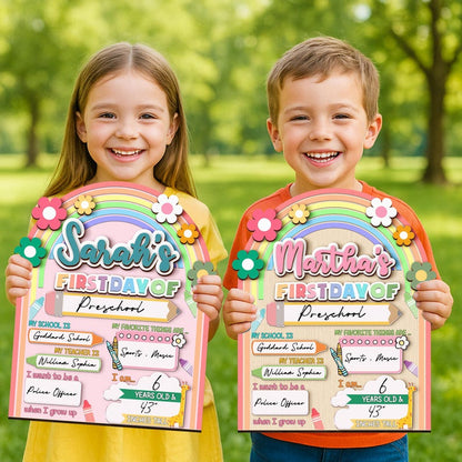 Personalized First Day School Sign Preschool Kindergarten Back to School Reusable Last Day Sign