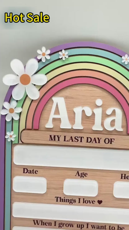 Personalized First and Last Day of School Sign Back to School Photo Daisy Chalkboard