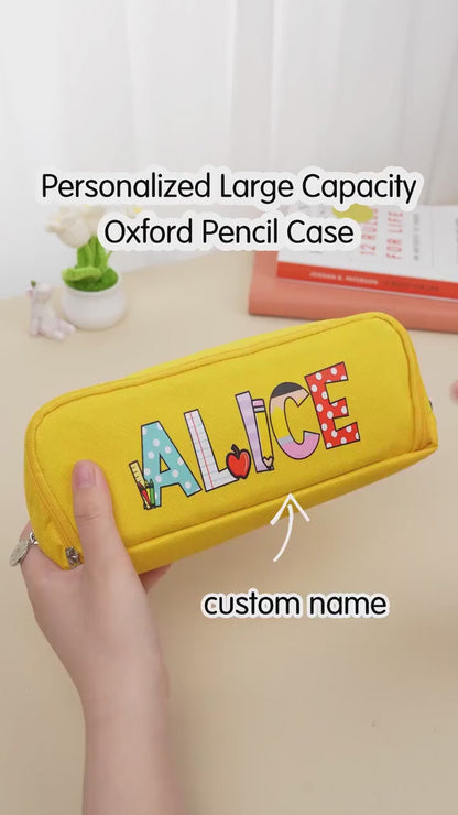 Large Capacity Pencil Case Back to School Gift for Kids with Name Storage