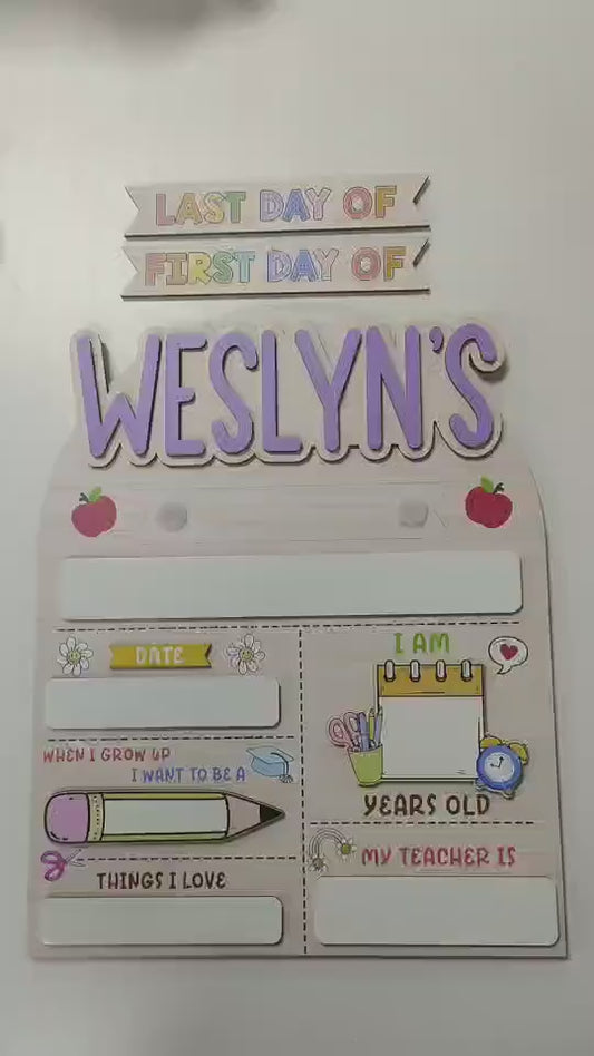Personalized First Day Last Day School Sign Wooden Back To School Board For Kids