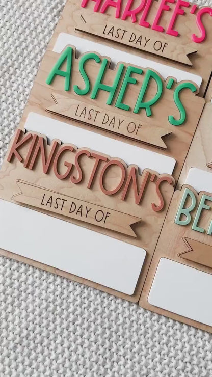 Back to School Photo Sign Custom First Day Last Day Memory Board