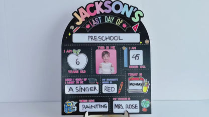 Custom First Day of School Sign 1st Day School Board Reusable Kindergarten Back to School