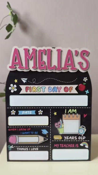 Custom First and Last Day School Sign Back to School Kindergarten Preschool Chalkboard with Name